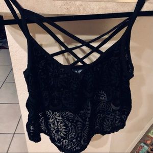 Killstar Black Velvet and Lace Crop Top